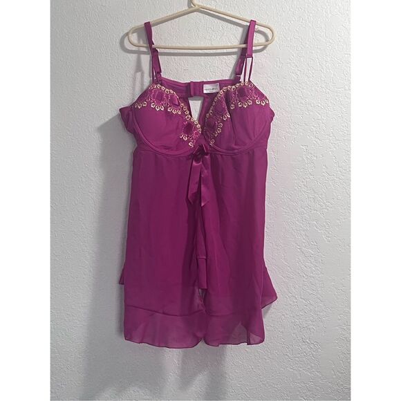 Fashion bug  Lingerie Babydoll 4x pink Purple Flyaway Sheer - Picture 1 of 3
